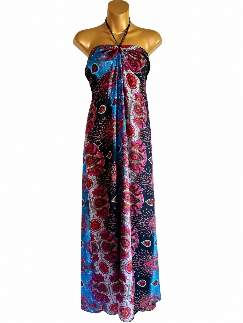 Elan Halter Strapless Paisley Maxi Dress SMALL